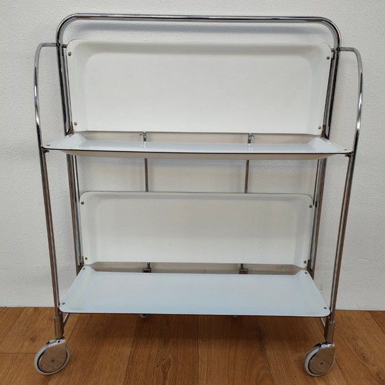 Image 1 of Vintage Barcart Drankkar Trolley Butlerwagen Serveerwagen. Opklapbaar