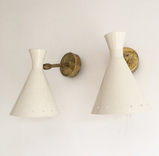 Pair of Italian design wall lights from the 1950s