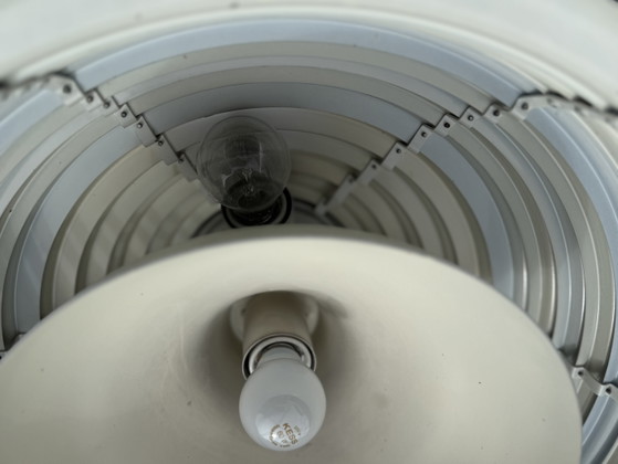 Image 1 of Vintage design hanging lamp pendant light chrome made of slat lamps from the 70s