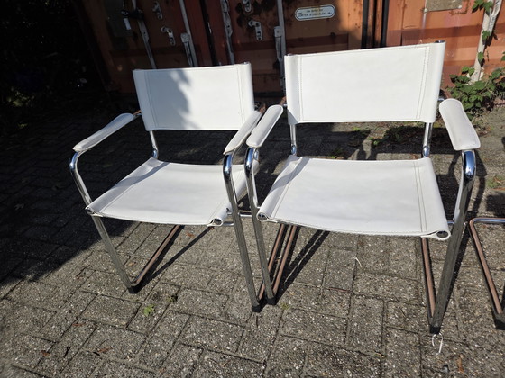 4x Designer chairs - 1980 – Dining chairs, Leather, Chrome (photo 4 of 6)