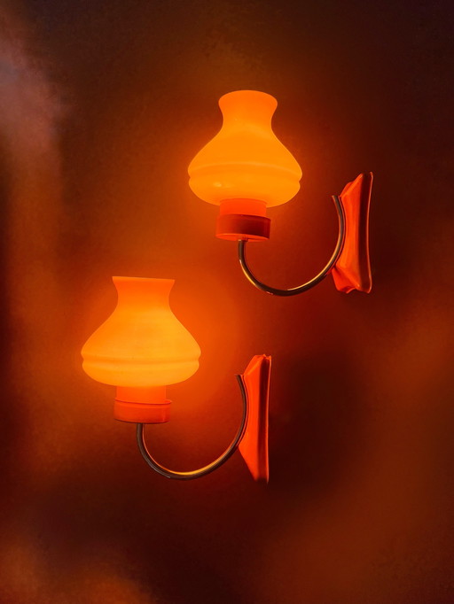 Unique set of French Sixties wall lamps