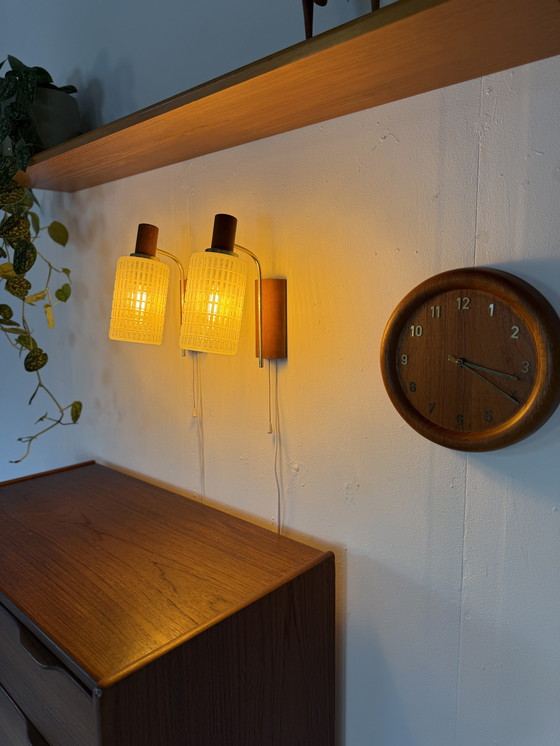 Image 1 of Ensemble de 2 appliques murales danoises vintage, années 1960