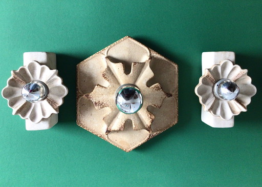 Ensemble d'appliques en céramique Pan Leuchten, Allemagne 1970