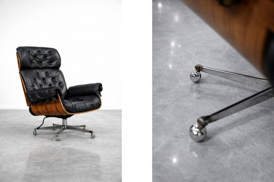 Image 1 of Vintage Mid-Century Modern Swiss Leather&Bentwood Lounge Chair by Martin Stoll for Giroflex, 1960s