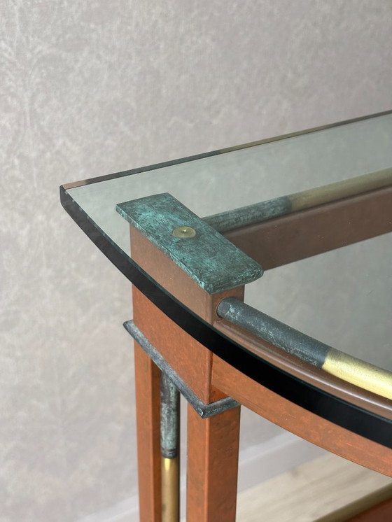 Image 1 of Art Deco Sidetable with glass top - Stylish and sculptural design