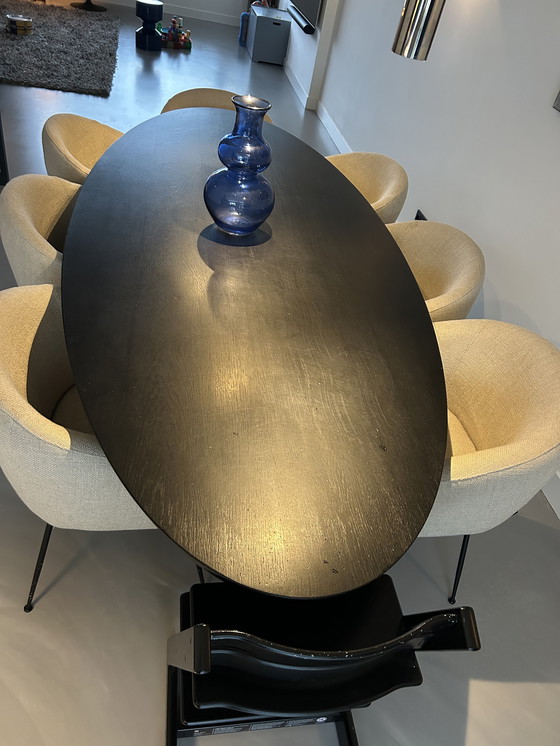 Image 1 of Black oak oval dining table