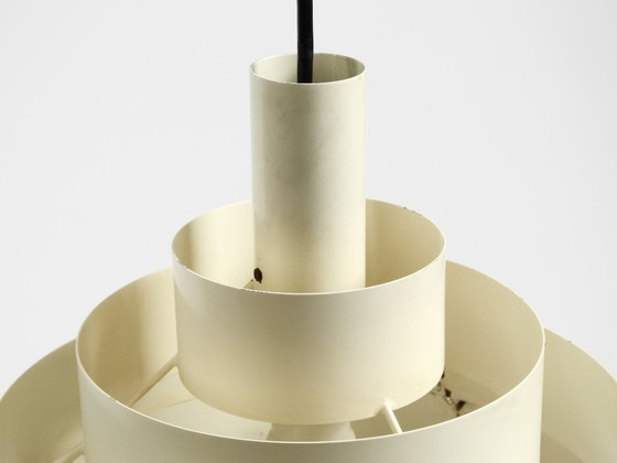 Image 1 of Zware, massief metalen hanglamp met lamellen uit de jaren 60 uit het ruimtetijdperk