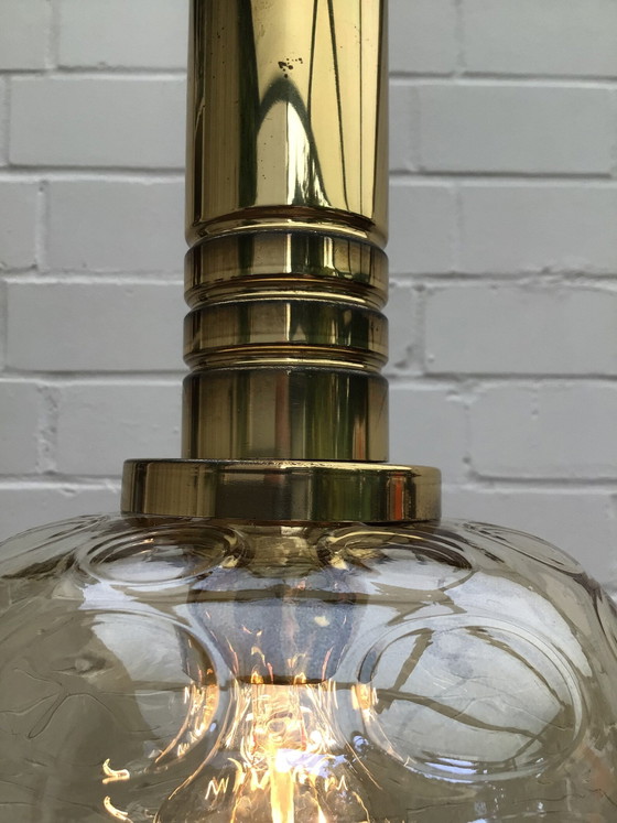 Unique vintage set of 60s Doria Leuchten pendant lights – Pendant lamps, Brass, Glass (photo 8 of 10)