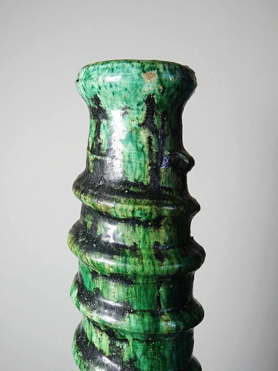 Large Tamegroute glazed terracotta Candle holder, Morocco, 1960s-1970s., Ceramic, Brown (photo 7 of 15)