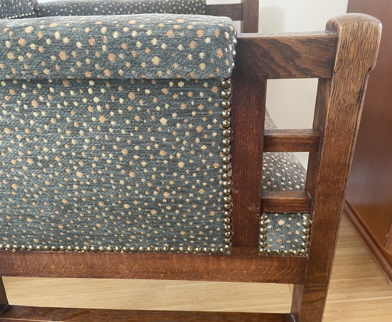 Image 1 of Amsterdam School - Two oak armchairs