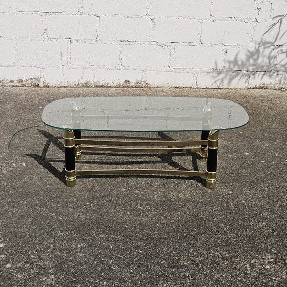 Image 1 of Italian Faux Tusk Glass Coffee Table Tommaso Barbi Style 80s