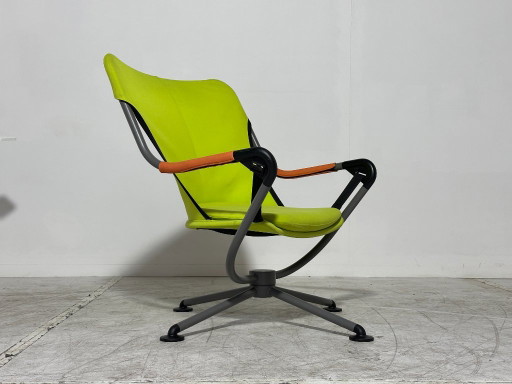 Fauteuil Vitra Waver - Konstantin Grcic - vert, gris, orange - fauteuil pivotant - hors production – draaistoelen, Metal