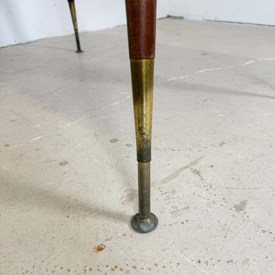 Mid-Century Adjustable Crank Table / Dining table & Coffee Table – 1950s – Wood, Brass (photo 6 of 13)