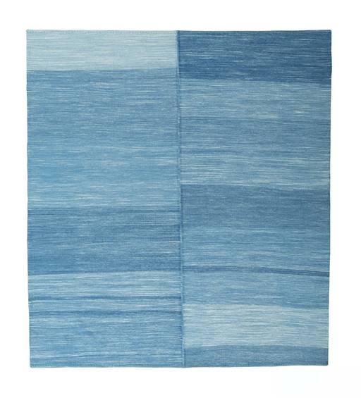 Hand-woven designer kilim - 196 x 176 cm - Modern unique piece in shades of blue
