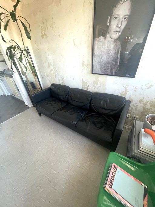 De Sede black leather 3-seater sofa