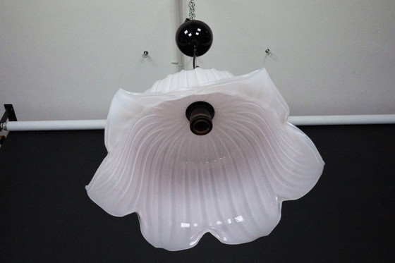 Image 1 of Grande lampadario vintage a forma di fiore in vetro di Murano rosa, Italia, anni '80.