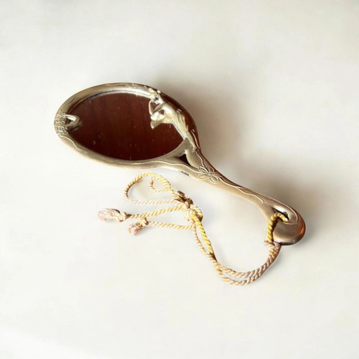 Originele Art Nouveau Messing Handspiegel circa 1915