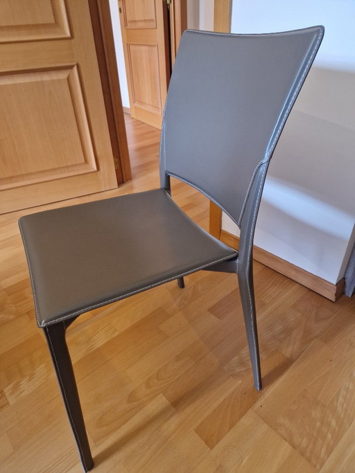 Ensemble De 6 Chaises Fasem Ergo – Archirivolto Design – Cuir Taupe – eetkamerstoelen, Leather (photo 2 of 6)