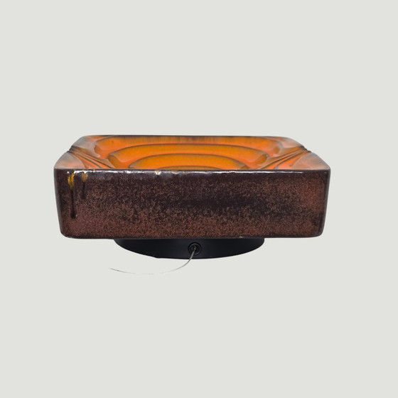 Image 1 of Vintage vierkante oranje wandlamp. Pop Art muurlamp van keramiek. Duitsland, jaren 60. Space age. Reparatie aan achterkant