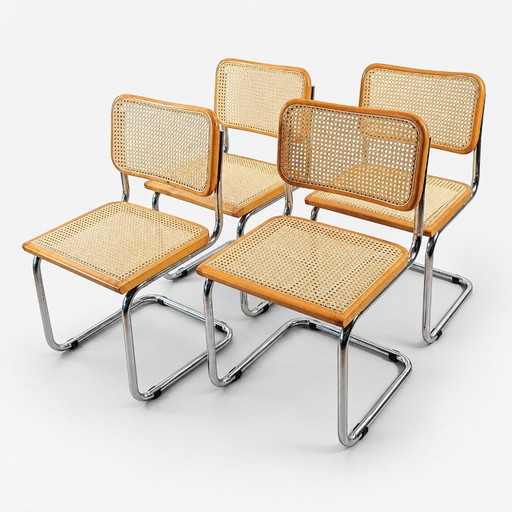 Set of 4 Cesca Chairs by Marcel Breuer - Made in Italy