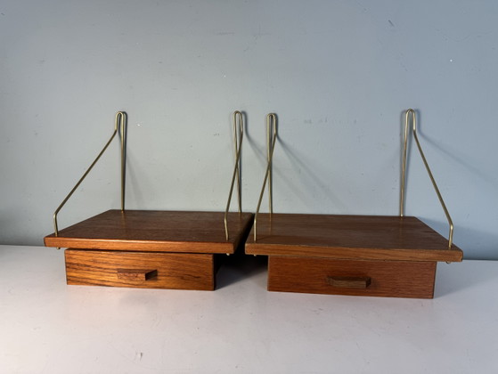 Prachtige Set Vintage Deense Nachtkastjes (Jaren '60) – Wood, Brass (photo 6 of 14)