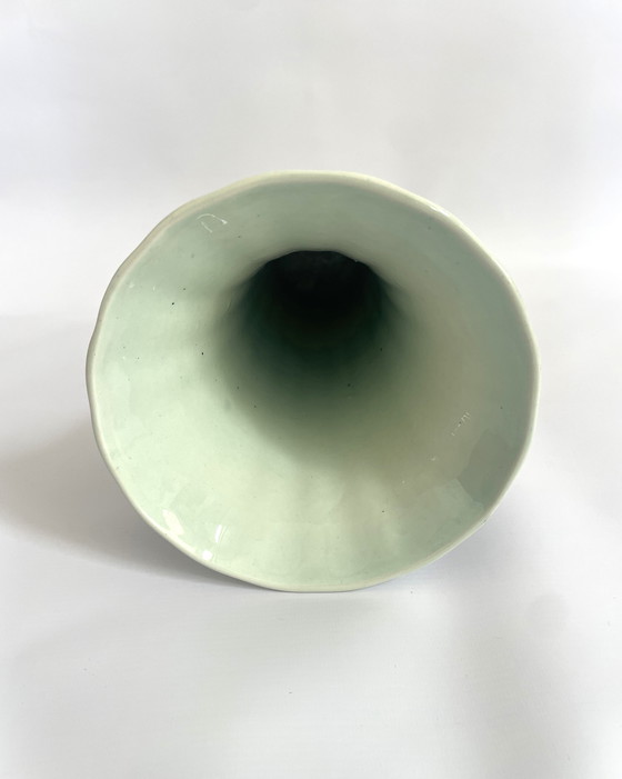 Image 1 of Set Delft Blue 1x Lid Vase and 2x Trumpet Vases by Boch for Royal Sphinx Maastricht Holland