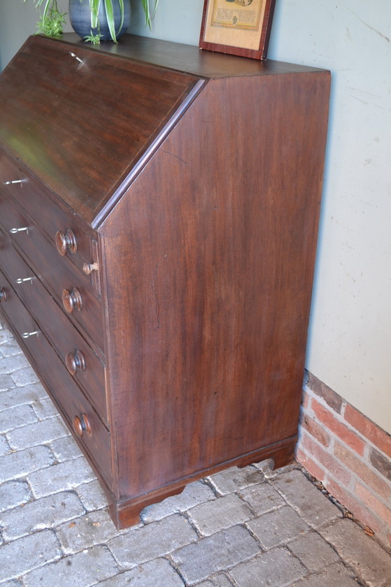 Image 1 of Secrétaire, bureau ancien en bois d'acajou.