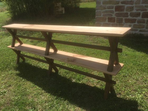 Coppia di panche in rovere e ciliegio 250x29x45 – Vintage (photo 2 of 18)