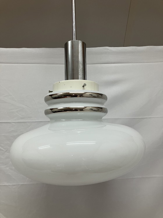 Image 1 of Vintage Leclair & Schäfer hanglamp wit opaline