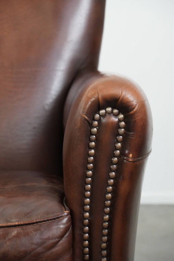 Image 1 of 2 x Vintage schapenleren fauteuil met prachtige warme kleuren