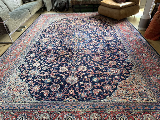 Unique vintage rug - Dark blue with floral arabesques - approx. 367 × 265 cm
