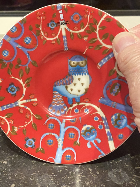 Image 1 of 2 tasses à expresso et soucoupes hibou Iittala Taila rouges