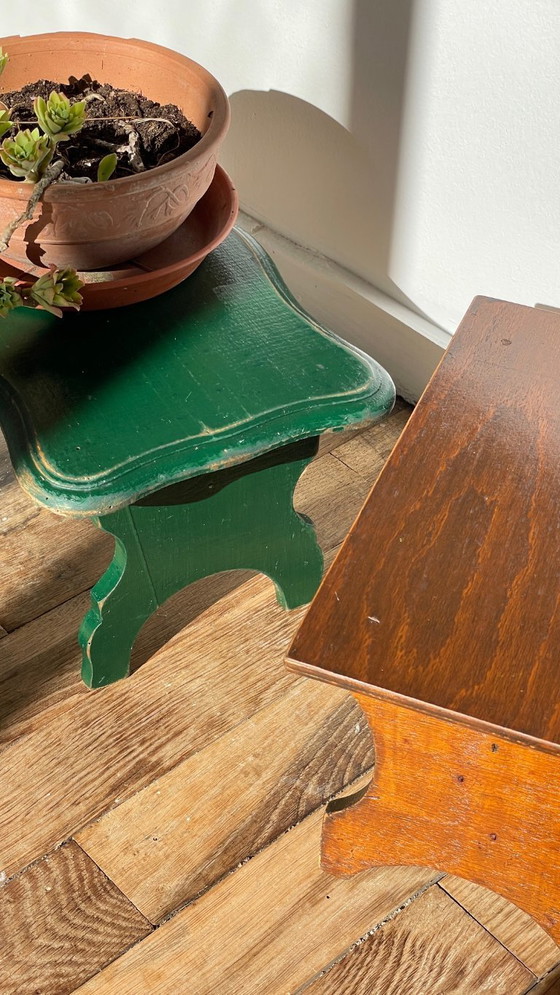 Image 1 of 2 mini Vintage WOODEN TABOURETS
