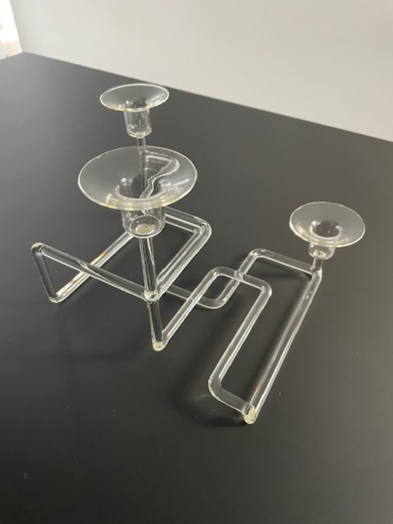 Image 1 of Artistieke glazen kandelaar – sculpturaal geometrisch ontwerp