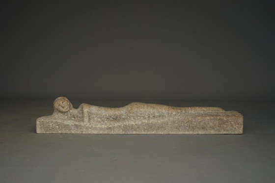Image 1 of Carved Stone Sculpture of a Reclining Nude. 1960s