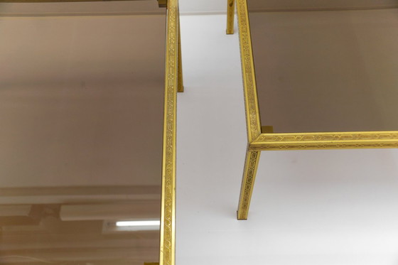 Image 1 of Brass and Smoked Glass Coffee Tables, 1970s, Set of 2