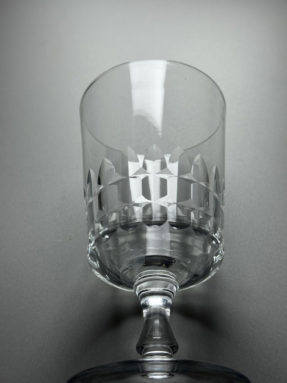 Image 1 of Set di 6 grandi bicchieri da vino in cristallo tagliato a mano – De Rupel, Boom – Art Déco, anni '30