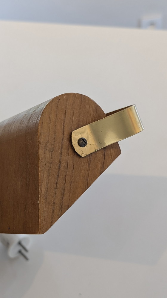 Image 1 of Lampada da parete svedese d'epoca in teak e ottone anni '60