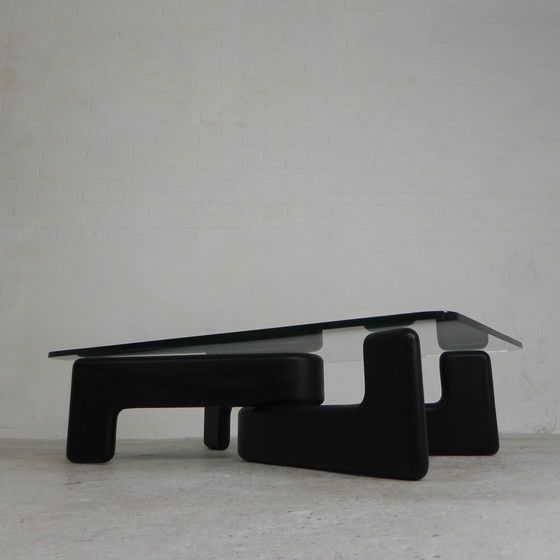 Image 1 of Table basse vintage avec base en bois noir organique, 1970