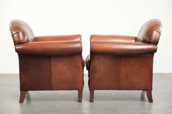 2 comode poltrone vintage in pelle di pecora con borchie decorative. – Sedie da pranzo, Wood (photo 2 of 15)