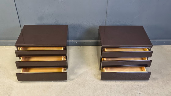 Image 1 of Vintage pair of bedside cabinets by Jean Claude Mahey, 1970s