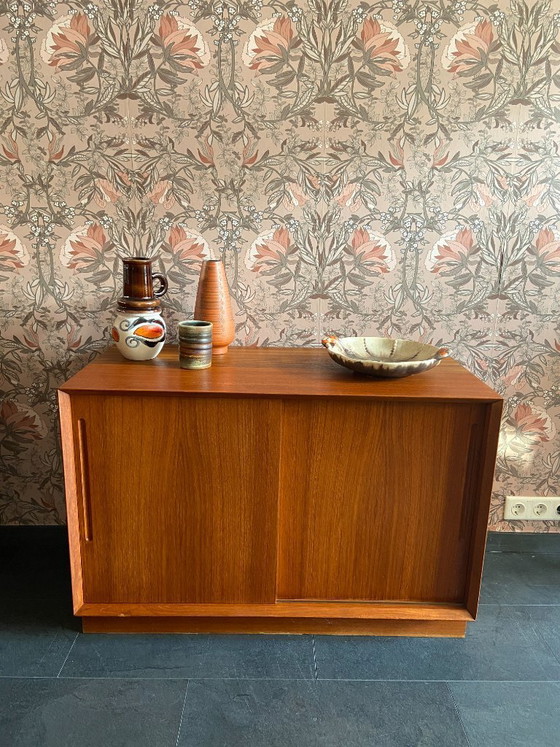 Image 1 of Compact vintage Danish sideboard with sliding doors by Chr. Linneberg