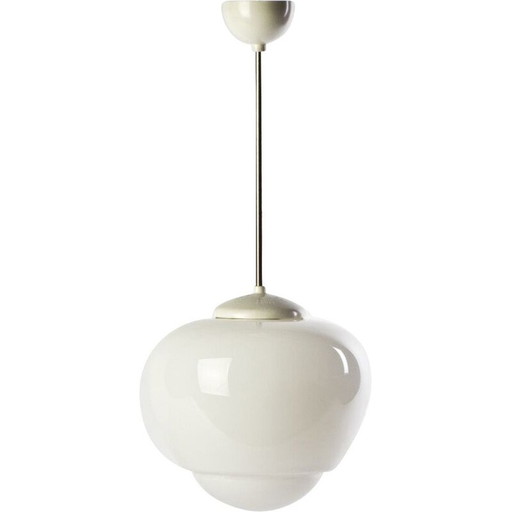 Vintage white opal glass suspension, Czechoslovakia 1960