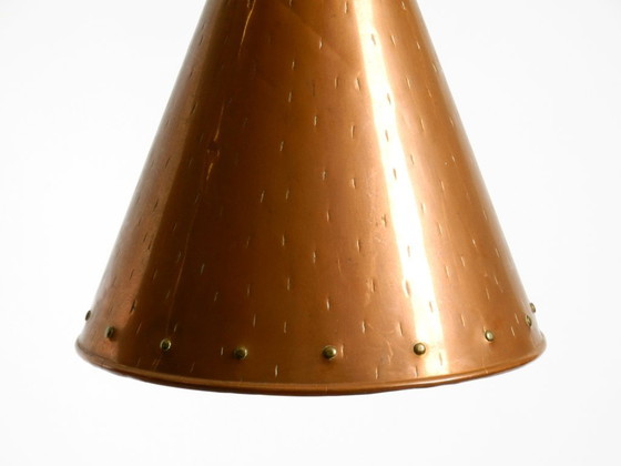 Image 1 of 1960s cone pendant lamp in copper by TH. VALENTINER Copenhagen, Made in Denmark