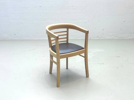 Fauteuil « Charles » de Jan Kurtz en hêtre et cuir, 2012 – kuipstoelen, Leather, Wood