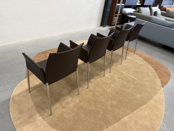 Image 1 of 4 sedie da pranzo Zanotta Zia in pelle marrone come nuove