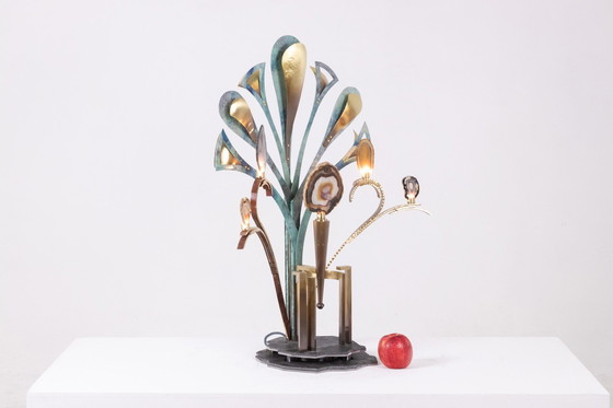 Image 1 of Lampe-Sculpture With Agates - Work by Artisan d'Art