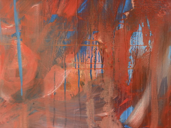 Image 1 of Groot abstract olieverfschilderij op linnen