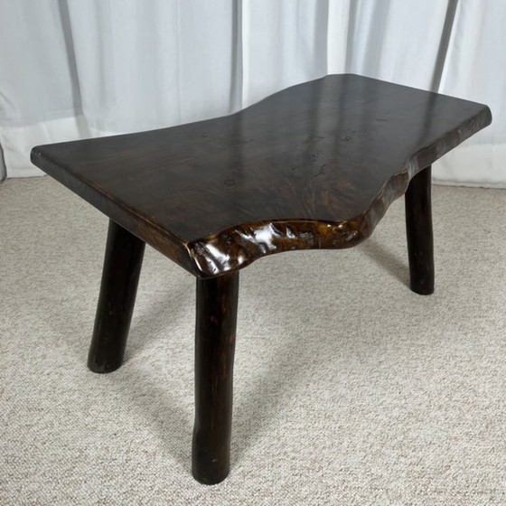 Image 1 of Mesa de centro rústica de madera maciza, estilo Wabi-Sabi, década de 1970.