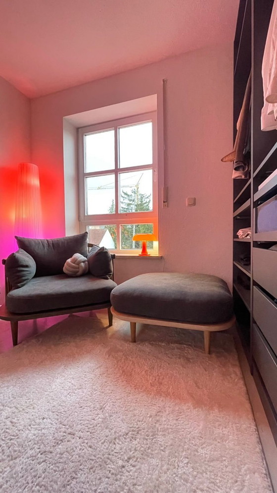 Image 1 of &Tradition Fly SC1 Lounge Chair + SC9   – Smoked Oak, Dark Grey 